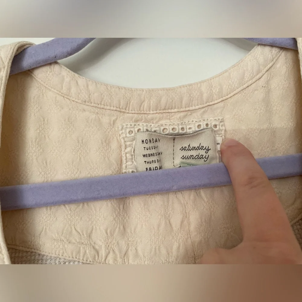 Saturday Sunday Anthropologie cream mini thermal henley dress - Picture 4 of 10